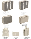 Bej / Set 7 Genti de Calatorie, Flippy, pentru Depozitare, Compresibile, 7 Dimensiuni, Impermeabile, Design cu Plasa, Pliabile, Manere Robuste, Fermoar dublu, Bej