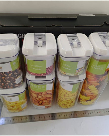 7 Recipiente din Plastic, pentru Alimente/Obiecte, Inchidere Ermetica, .5l, .8l, .2l, l, Capac