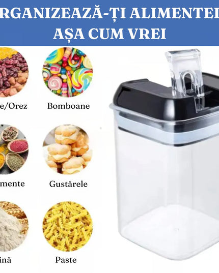 7 Recipiente Organizare Alimente, Inchidere Etansa, Etichete Reutilizabile, Cupe Masurare, 4 Dimensiuni Diferite, din Plastic Dur