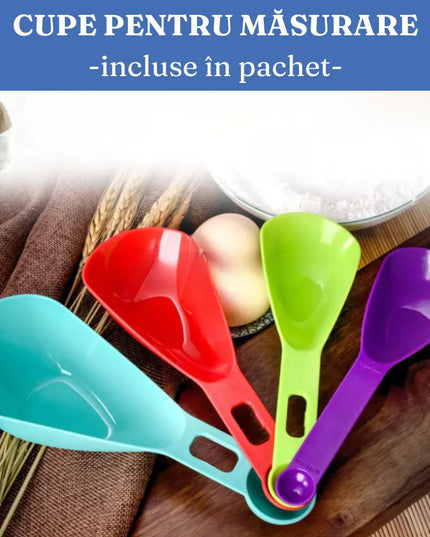 7 Recipiente Organizare Alimente, Inchidere Etansa, Etichete Reutilizabile, Cupe Masurare, 4 Dimensiuni Diferite, din Plastic Dur