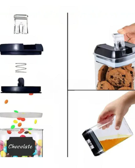 7 Recipiente Organizare Alimente, Inchidere Etansa, Etichete Reutilizabile, Cupe Masurare, 4 Dimensiuni Diferite, din Plastic Dur