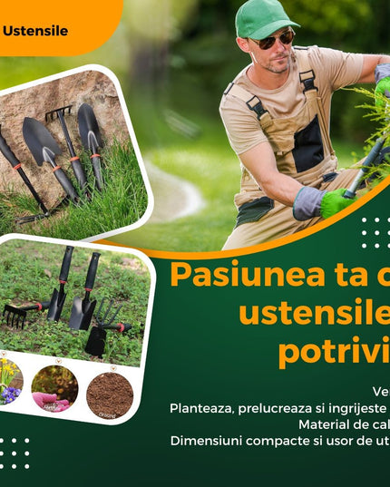 7 Unelte de Gradina pentru Plantare Prelucrare Sol si Ingrijire Plante, Material PVC si cardboard