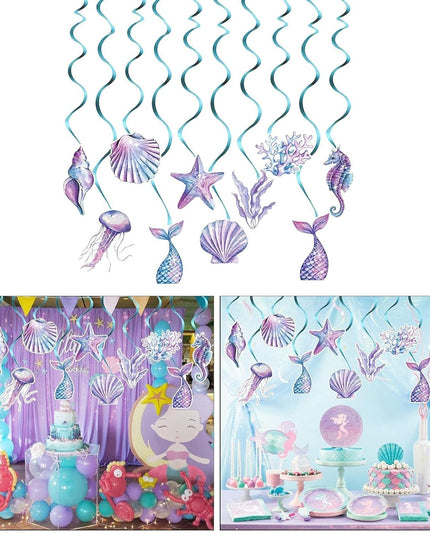8 Decoratiuni pentru Petrecere Sirena, Colectia Mermaid, Panglici Incluse