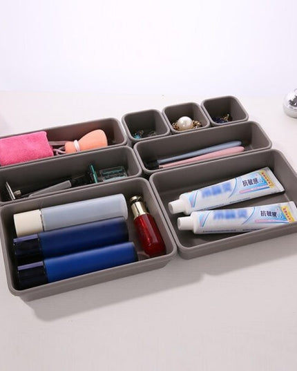 8 cutii depozitare, pentru sertar, cosmetice, ustensile bucatarie, textile, plastic