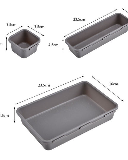 8 cutii depozitare, pentru sertar, cosmetice, ustensile bucatarie, textile, plastic