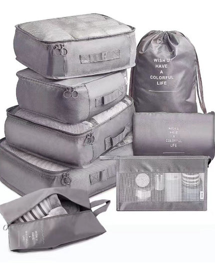 8 huse organizare bagaj material poliester, impermeabil, cu fermoar, pentru calatorii sau dulap, sac pentru pantofi inclus, pliabil