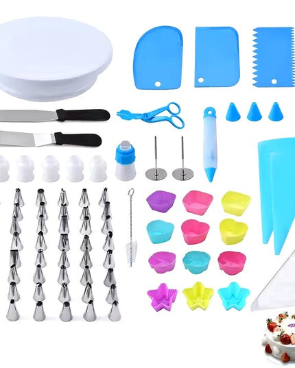 80 Piese Ustensile pentru Ornare Prajituri, din Plastic si Otel Inoxidabil, Forme Briose