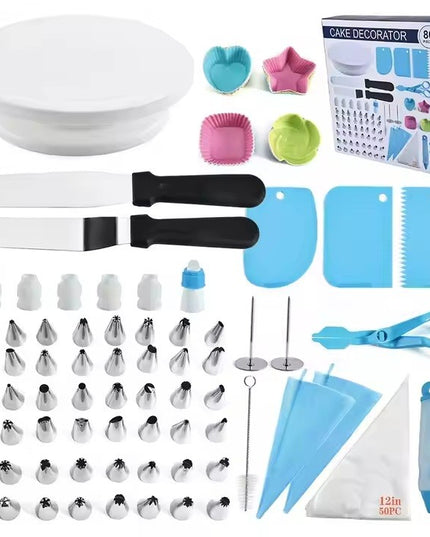 80 Piese Ustensile pentru Ornare Prajituri, din Plastic si Otel Inoxidabil, Forme Briose