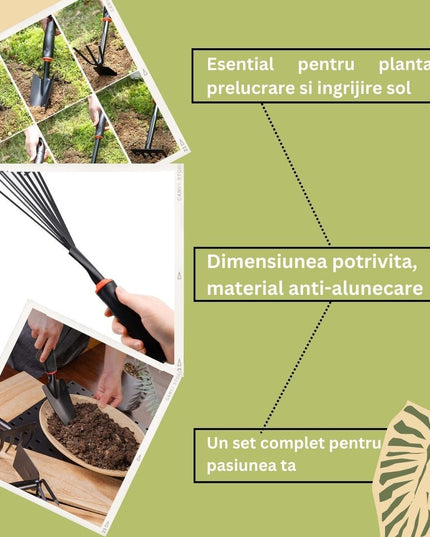 9 Unelte de Gradina pentru Plantare Prelucrare Sol si Ingrijire Plante, Material PVC si cardboard