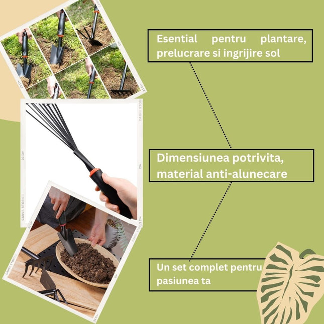 9 Unelte de Gradina pentru Plantare Prelucrare Sol si Ingrijire Plante, Material PVC si cardboard