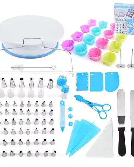 92 Piese Ustensile pentru Ornare Prajituri, din Plastic si Otel Inoxidabil, Forme Briose