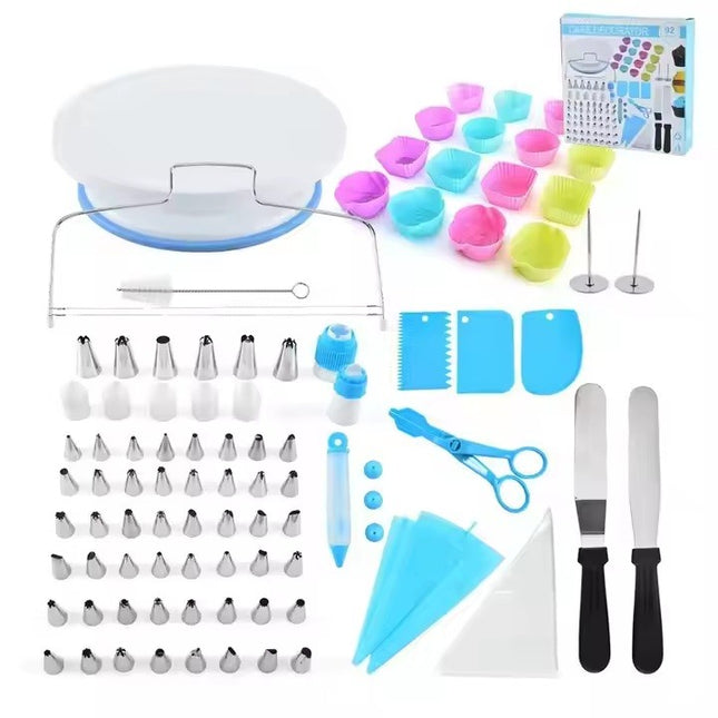 92 Piese Ustensile pentru Ornare Prajituri, din Plastic si Otel Inoxidabil, Forme Briose