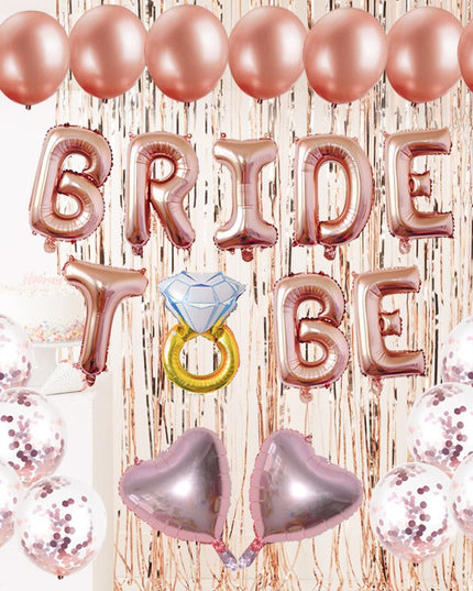 Set Baloane din Folie Metalizată, Model Bride To Be, Litere de 40 cm, Baloane Party, Ambalaj Individual, Pai Inclus, Umflare cu Aer sau Heliu