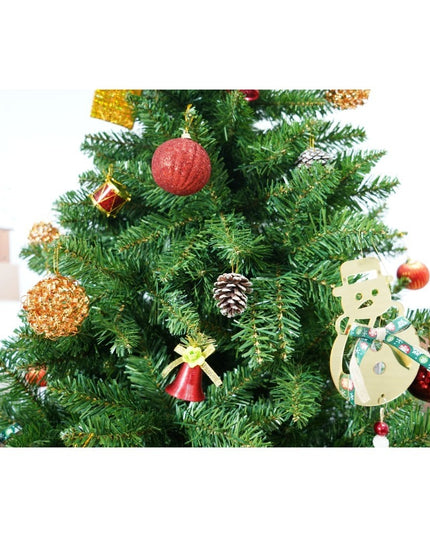 Set brad artificial de Craciun si elemente decorative, nins, decorat cu conuri pin, pentru interior/exterior, inaltime 210 cm, diametru 131 cm, 630 ramuri, / , suport metalic inclus