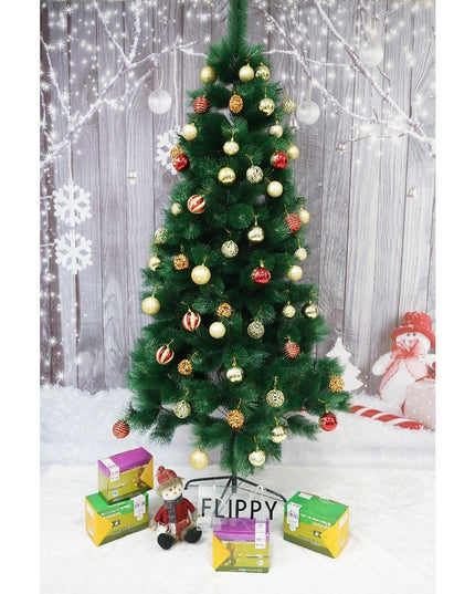 brad artificial de Craciun si elemente decorative tip pin, inaltime , diametru , 350 ramuri cu ace 3D