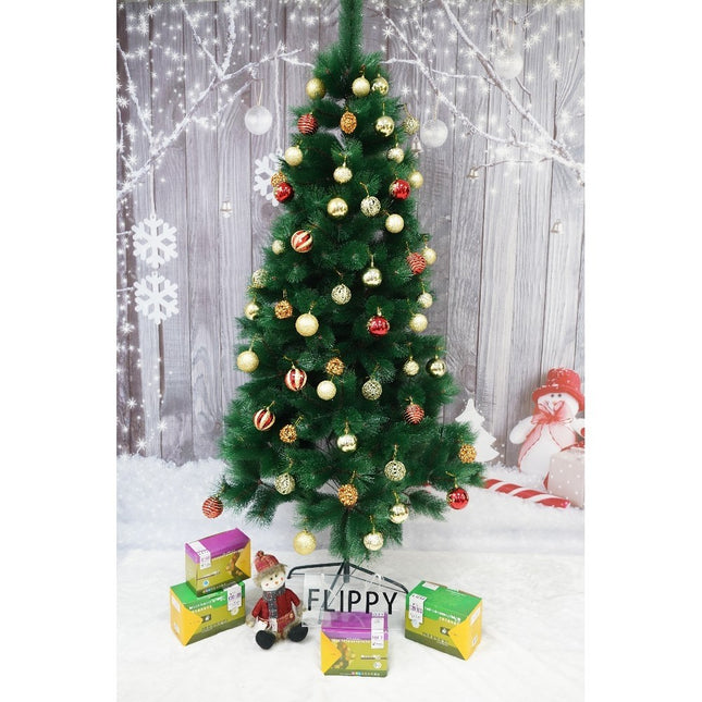 brad artificial de Craciun si elemente decorative tip pin, inaltime , diametru , 350 ramuri cu ace 3D