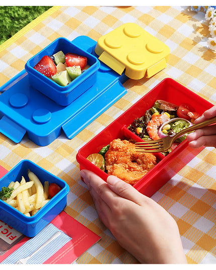 caserole pentru pranz interactive, cuburi de construit, plastic
