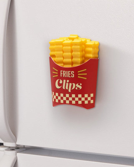 12 Clipsuri de Etansare, pentru Pungi Alimentare, Condimente, Suport cu Magnet, Model Cartofi Prajiti, din Plastic