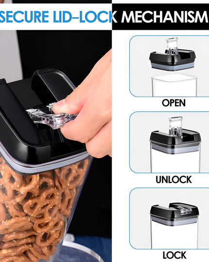 Cutii de Depozitare a Alimentelor, 7 Recipiente, 10 Etichete Reutilizabile, 4 Linguri, pentru Bucatarie, Spatula, Etansare, Fara BPA, Transparente, Capac