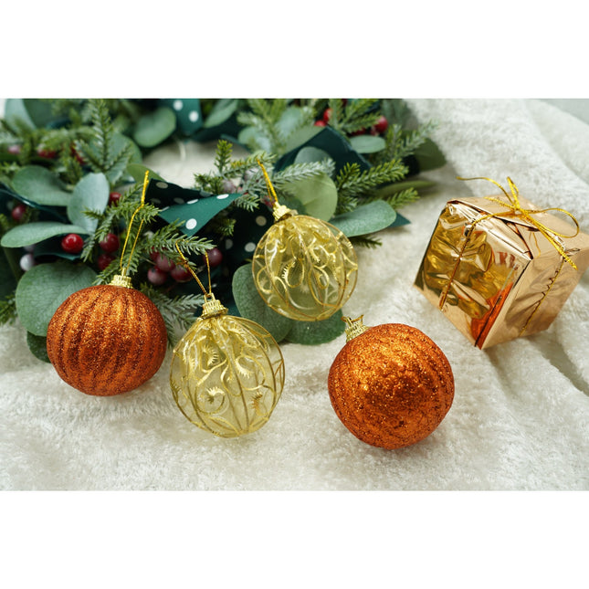 de 12 ornamente de brad, de tip Glob, Cupru