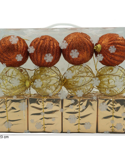 de 12 ornamente de brad, de tip Glob, Cupru