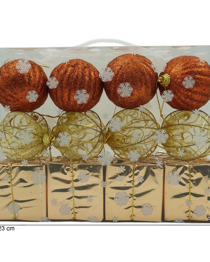 de 12 ornamente de brad, de tip Glob, Cupru