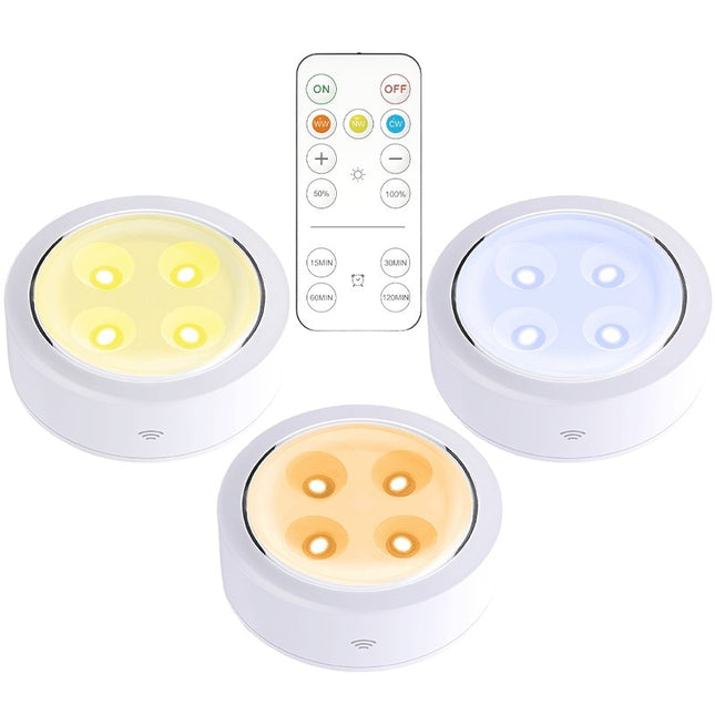 Set de 3 Lampi Led Fara Fir, Cu Baterii, 3 Culori de Lumina, cu Telecomanda, din Plastic