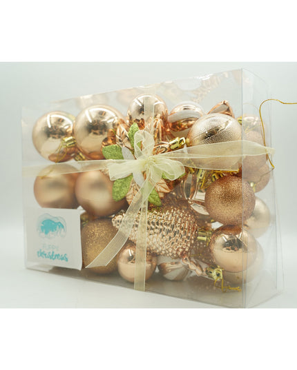 de 38 ornamente de brad, de tip Glob, Aramiu, din plastic, cu finisaj sclipitor , adancime x inaltime x lungime