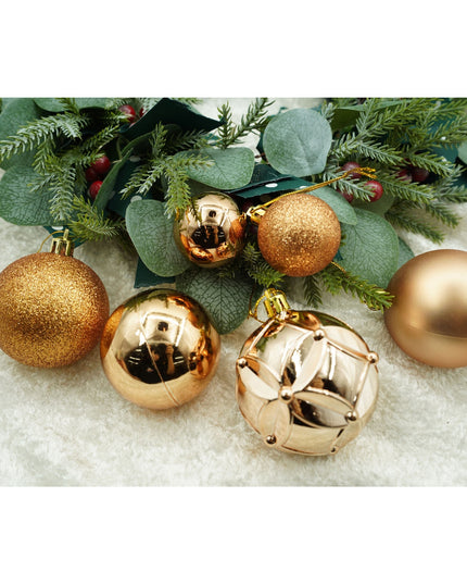 de 38 ornamente de brad, de tip Glob, Aramiu, din plastic, cu finisaj sclipitor , adancime x inaltime x lungime