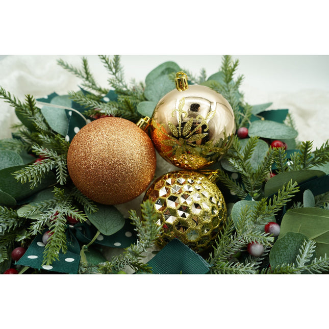 de 6 ornamente de brad, de tip Glob, Aramiu, cu ø de , din plastic, cu finisaj sclipitor , inaltime x lungime x adancime