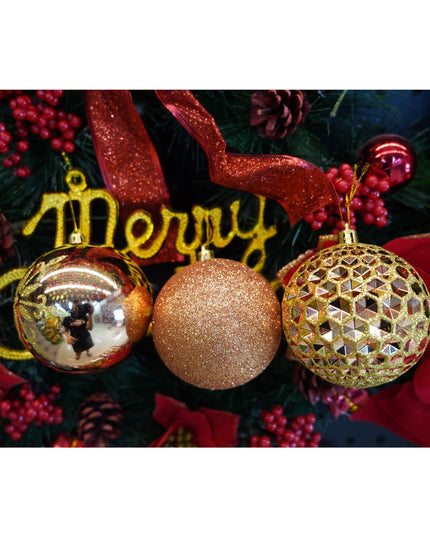 de 6 ornamente de brad, de tip Glob, Aramiu, cu ø de , din plastic, cu finisaj sclipitor , inaltime x lungime x adancime