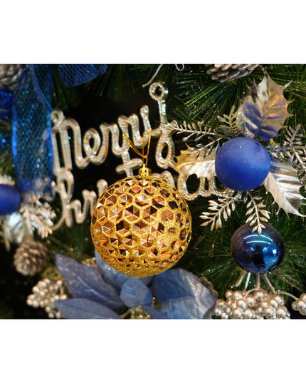 de 6 ornamente de brad, de tip Glob, Aramiu, cu ø de , din plastic, cu finisaj sclipitor , inaltime x lungime x adancime