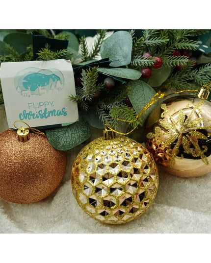 de 6 ornamente de brad, de tip Glob, Aramiu, cu ø de , din plastic, cu finisaj sclipitor , inaltime x lungime x adancime