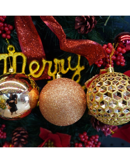 de 6 ornamente de brad, de tip Glob, Aramiu, cu ø de , din plastic, cu finisaj sclipitor , inaltime x lungime x adancime