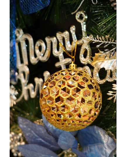 de 6 ornamente de brad, de tip Glob, Aramiu, cu ø de , din plastic, cu finisaj sclipitor , inaltime x lungime x adancime