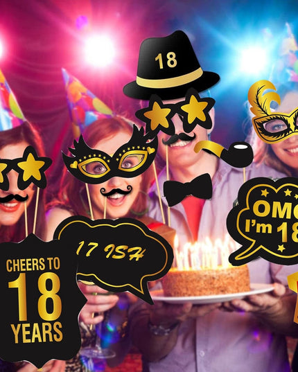 Accesorii pentru Petrecere, Props pentru Coltul de Poze, pentru Majorat, Aniversare 18 Ani, Ochelari, Palarii, Mustata, Cravata, pentru Evenimente