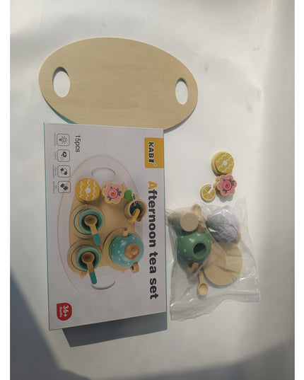 Set de Ceai din Lemn, 15 Piese, Vopsea Ecologica, +36 Luni, Pastel