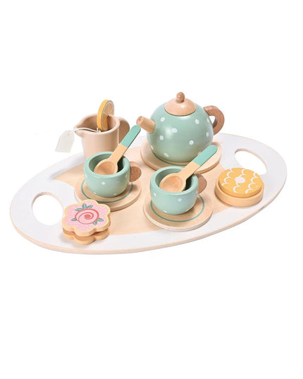 Set de Ceai din Lemn, 15 Piese, Vopsea Ecologica, +36 Luni, Pastel