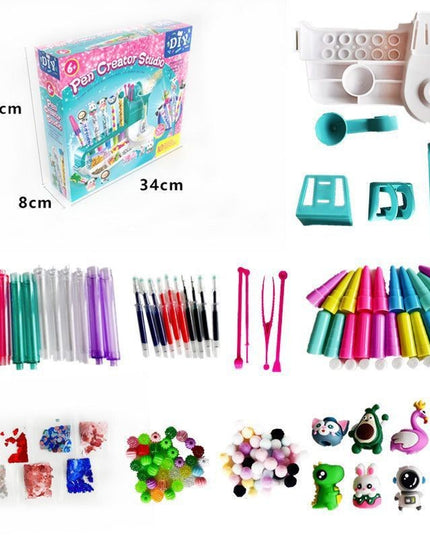 Set de Creatie, Stiloul Magic, +6 Ani, peste 50 de Accesorii, Laborator de Creatie Pixuri, 34 x 31 x 8 cm