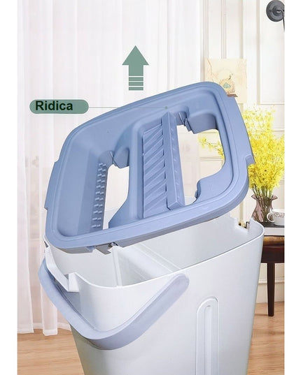 de Curatenie, Mop si Galeata, Capacitate 5.7 l, 4 Rezerve Microfibra Incluse, Plastic, Utilizare Umeda/Uscata, Stoarcere Fara Maini