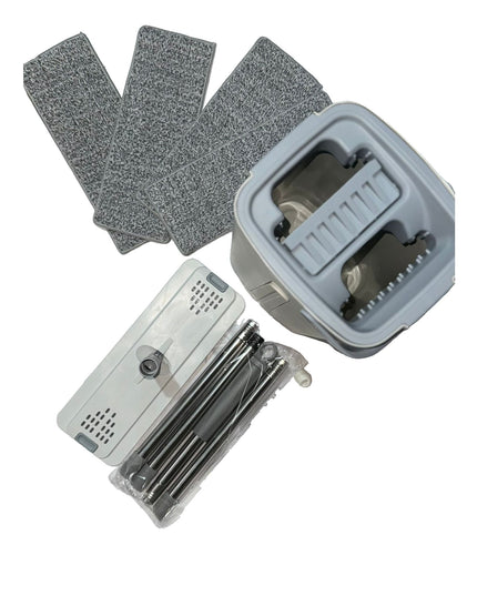 de Curatenie, Mop si Galeata, Capacitate 5.7 l, 4 Rezerve Microfibra Incluse, Plastic, Utilizare Umeda/Uscata, Stoarcere Fara Maini