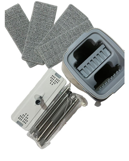 de Curatenie, Mop si Galeata, Capacitate 5.7 l, 4 Rezerve Microfibra Incluse, Plastic, Utilizare Umeda/Uscata, Stoarcere Fara Maini