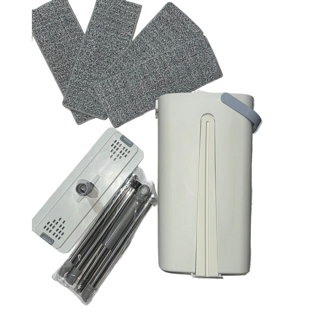 de Curatenie, Mop si Galeata, Capacitate 5.7 l, 4 Rezerve Microfibra Incluse, Plastic, Utilizare Umeda/Uscata, Stoarcere Fara Maini