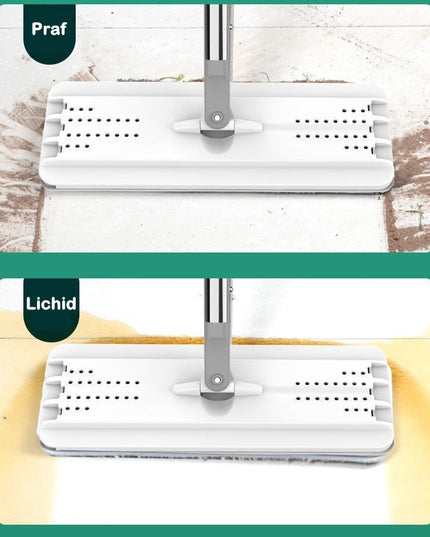 de curatenie mop si galeata, galeata 5.7 l, 4 rezerve microfibra incluse, design modern, pentru interior, material plastic, peri sintetici, plat, cu storcere