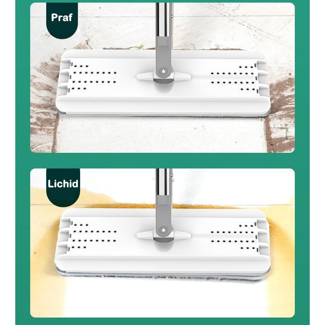 de curatenie mop si galeata, galeata 5.7 l, 4 rezerve microfibra incluse, design modern, pentru interior, material plastic, peri sintetici, plat, cu storcere