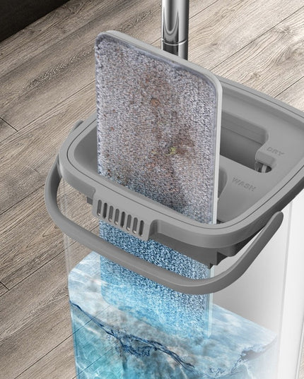 de curatenie mop si galeata, galeata 5.7 l, 4 rezerve microfibra incluse, design modern, pentru interior, material plastic, peri sintetici, plat, cu storcere