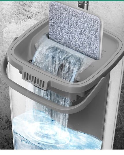 de curatenie mop si galeata, galeata 5.7 l, 4 rezerve microfibra incluse, design modern, pentru interior, material plastic, peri sintetici, plat, cu storcere