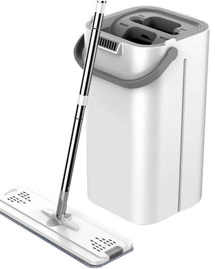 de curatenie mop si galeata, galeata 5.7 l, 4 rezerve microfibra incluse, design modern, pentru interior, material plastic, peri sintetici, plat, cu storcere