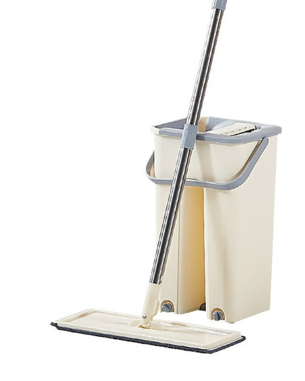 de curatenie mop si galeata, galeata 6 l, 2 rezerve microfibra incluse, design modern, pentru interior, material plastic, peri sintetici, plat, cu storcere