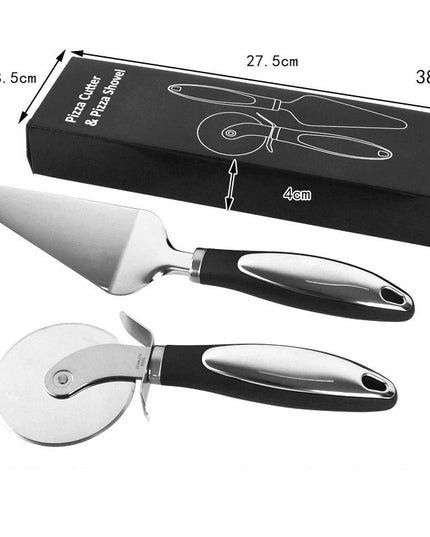 Feliator si Lopatica pentru Pizza, din 2 ustensile, Otel Inoxidabil, Maner Antiderapant